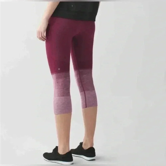 Lululemon Crop Compression Leggings. Size:4. Color: Gradient Burgundy - Picture 2 of 14
